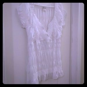 White ruched blouse