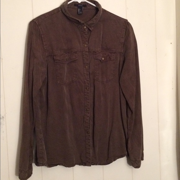 Army Green Washed Denim Jacket - Picture 1 of 2