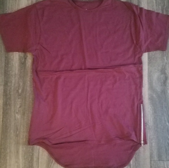 Men Burgundy Scalloped Shirt with Zipper - Picture 4 of 4