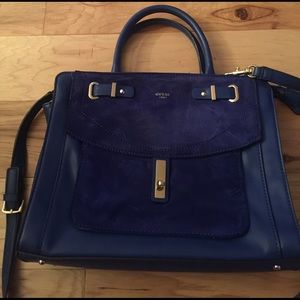 Blue suede and leather purse