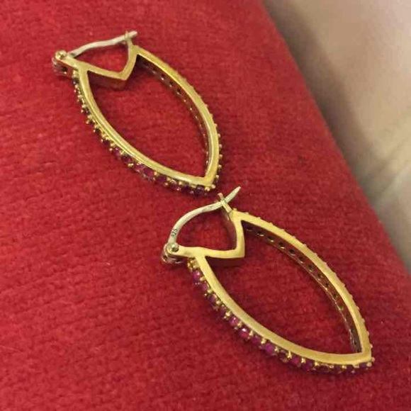 ♥️EXOTIC RUBY EARRINGS-925K STERLING and BRONZE♥️ - Picture 2 of 4