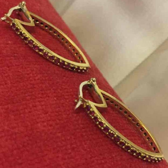 ♥️EXOTIC RUBY EARRINGS-925K STERLING and BRONZE♥️ - Picture 3 of 4