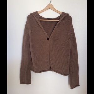 hooded, knit sweater