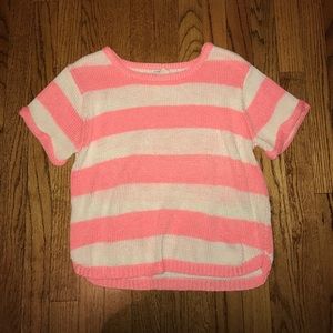 Stripped short sleeve sweater