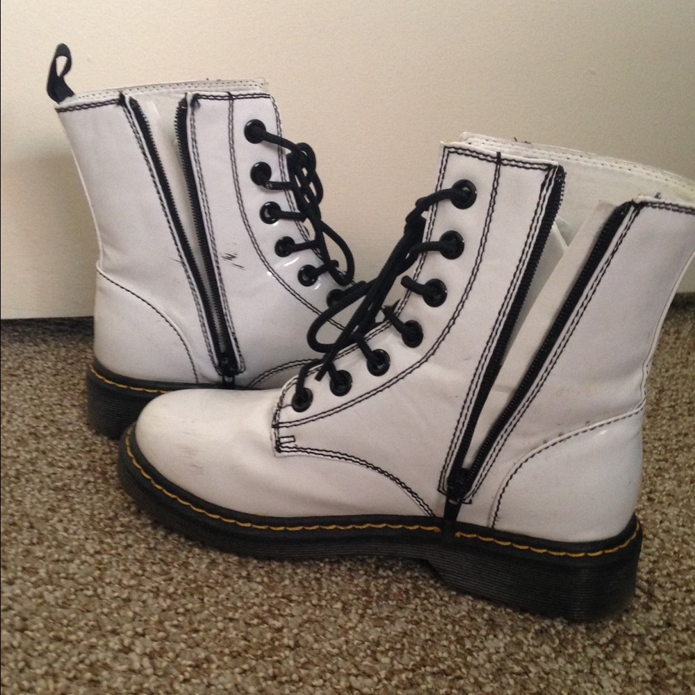 Doc Marten style white boots