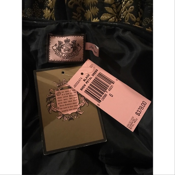 Juicy Couture NWT Black & Gold Dress Sz 6 - Picture 4 of 6