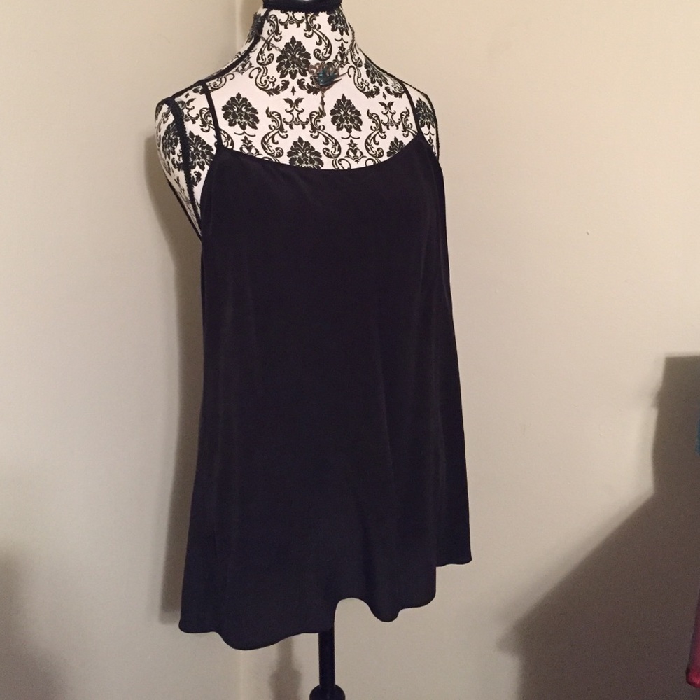 Gorgeous EF Spaghetti Strap Black Silk Top