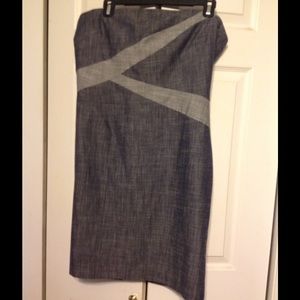 GIANNI BINI Strapless Denim Mini Dress