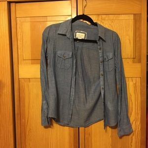 Long sleeve faux denim shirt