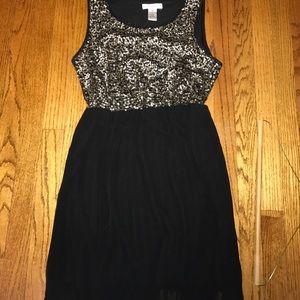Black Sequin Detailed Short Dress