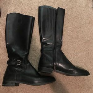 Skinny Leg Leather Riding Boots
