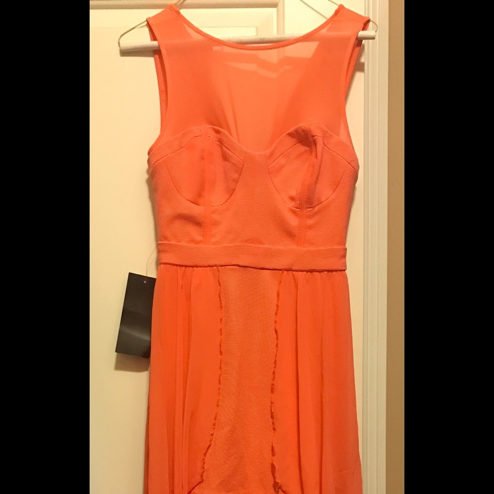 Bebe Coral Hi Low Dress