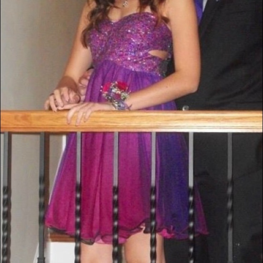 Purple/pink ombré homecoming dress