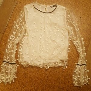 Sold - Sheer sleeve detail blouse