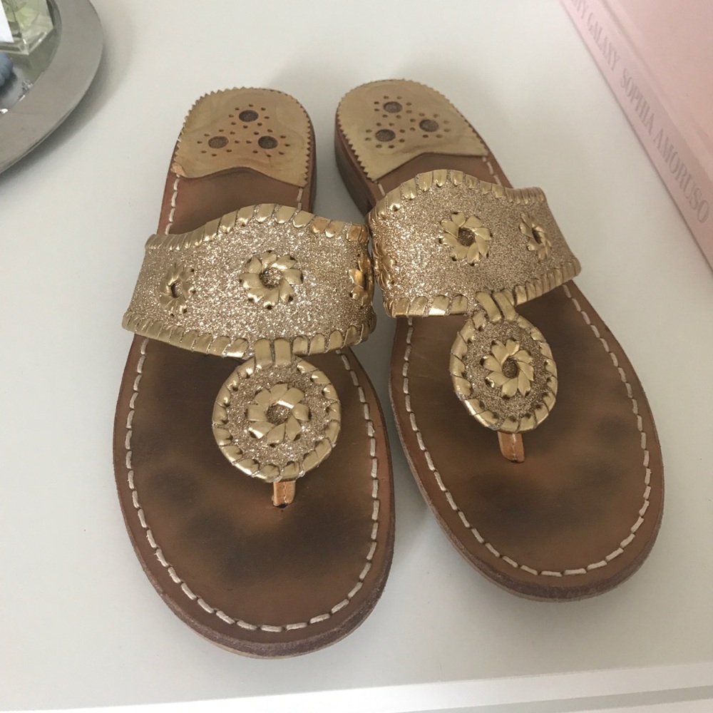 Jack Rogers gold sparkle sandals