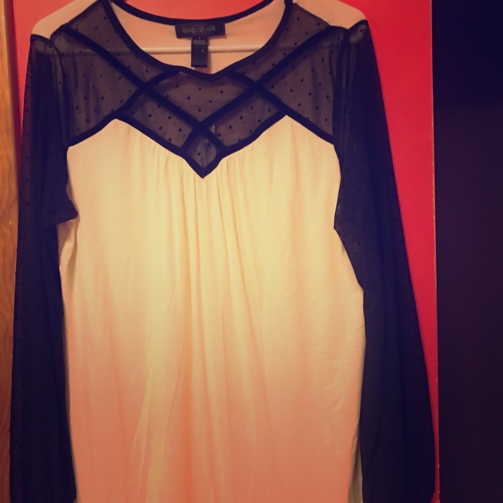 Black shear and white blouse