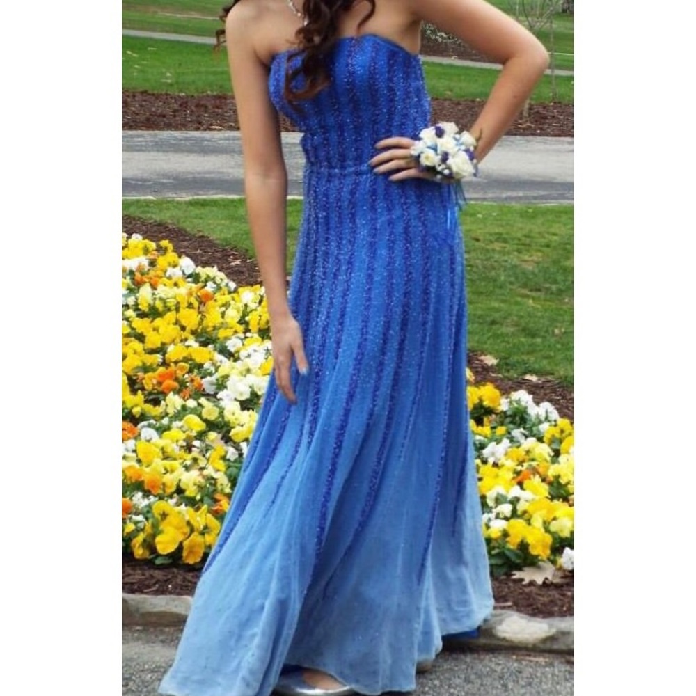 Blue sequin prom dress