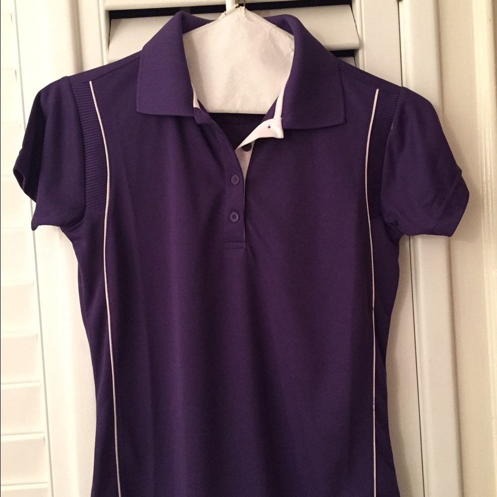 purple/white polo