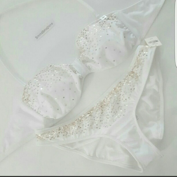 Victoria's Secret SMALL WHITE SEQUINED BIKINI SET