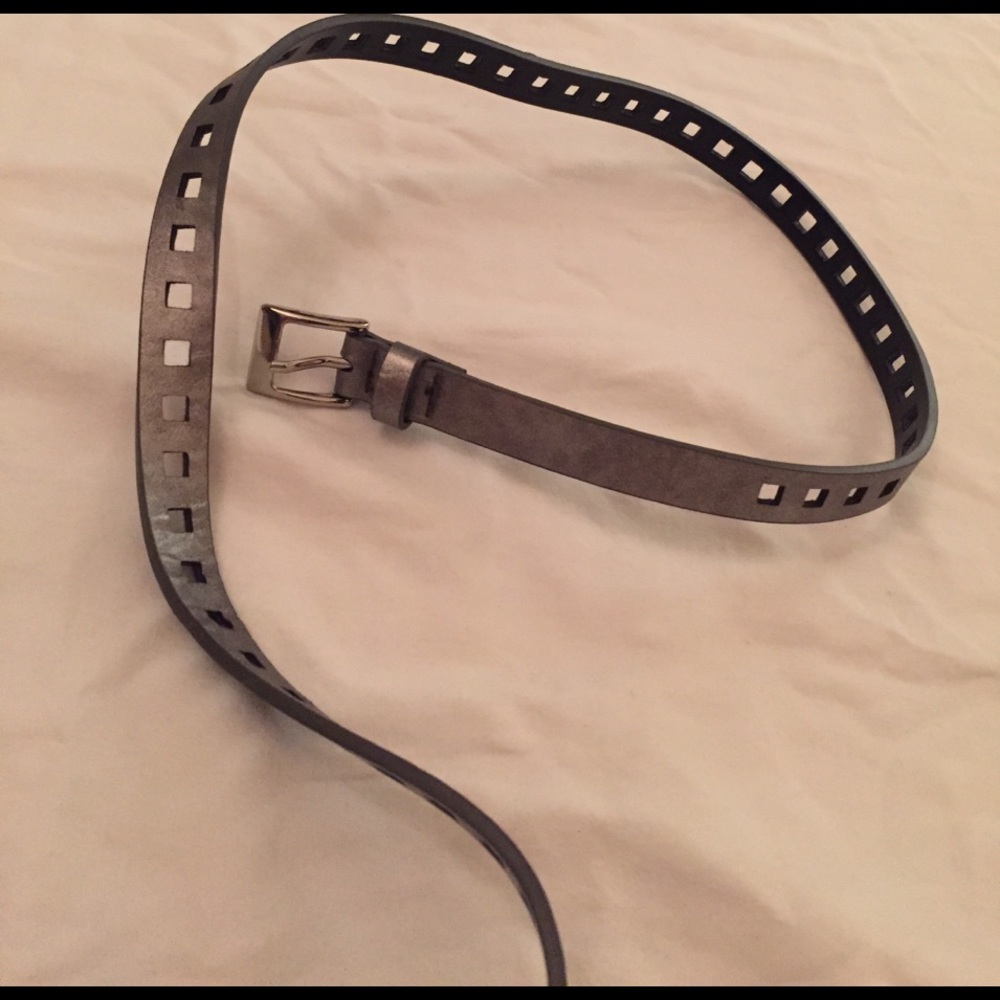Silver metallic belt