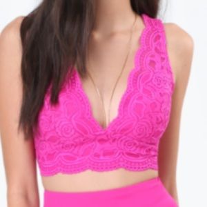 Bebe lace plunge neck crop top