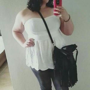 TORRID White Scalloped Top