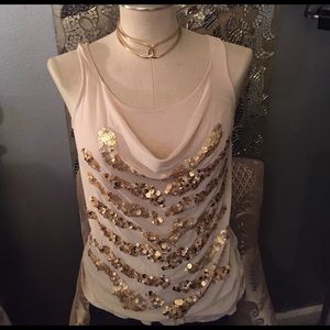 Express Gold Sequined Tank Top