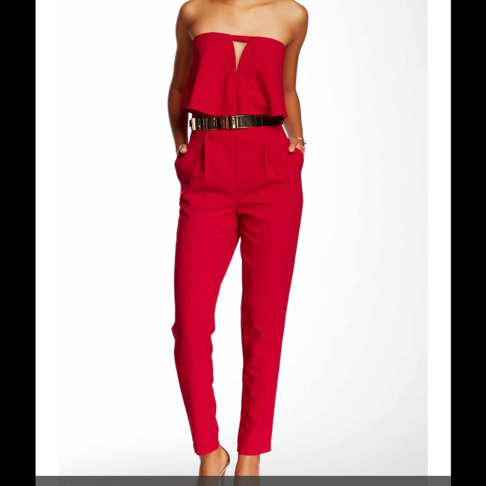 Red Strapless jumpsuit