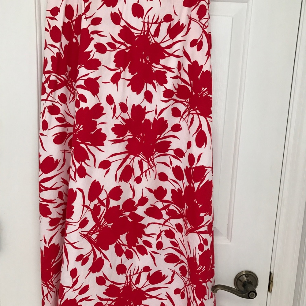 Long red skirt