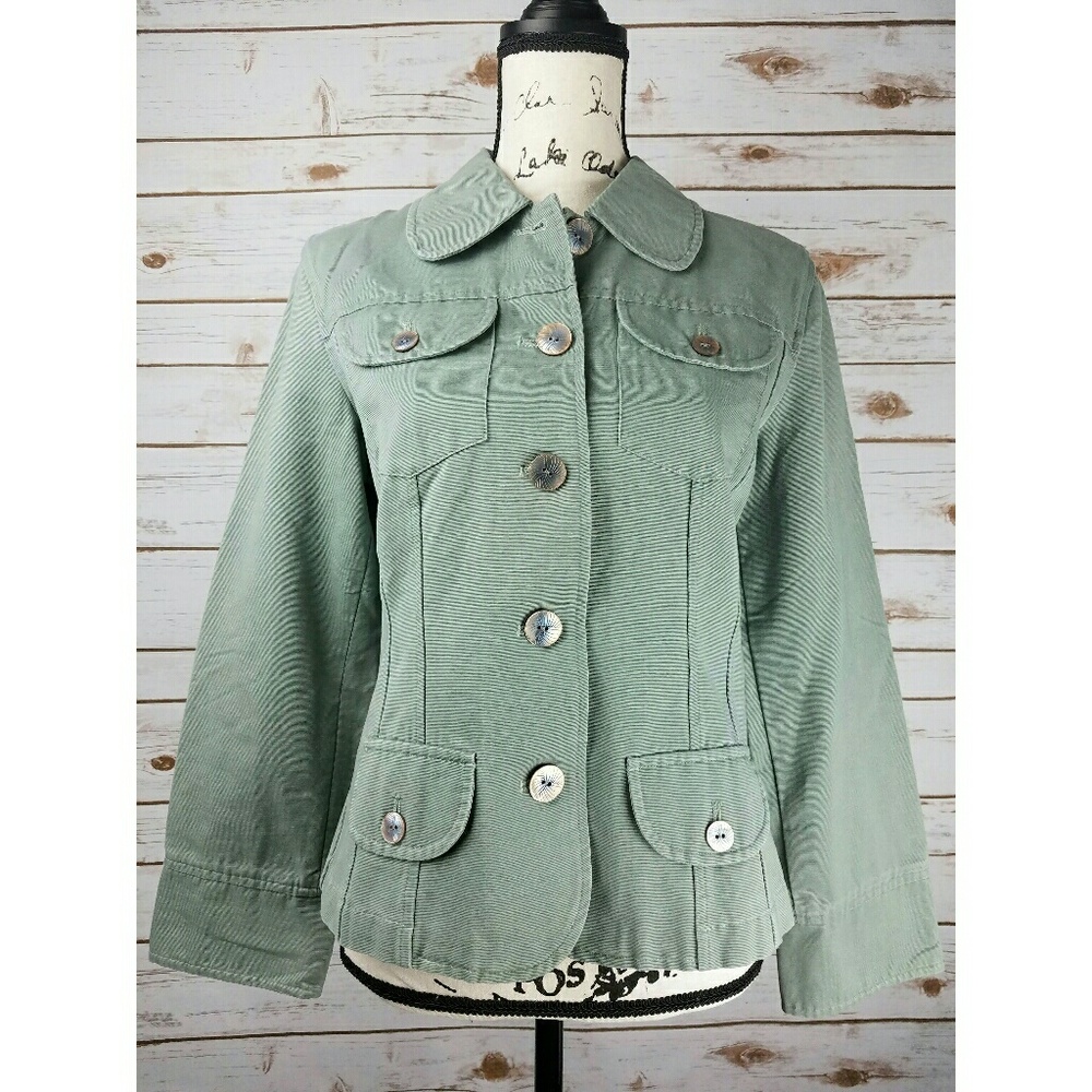J. Jill Green Military Button Up Jacket