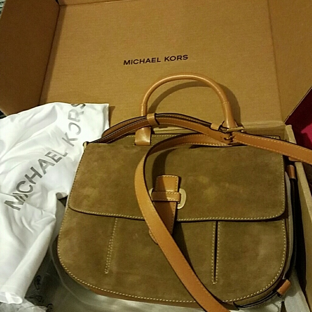 MK Romy large suede crossbody