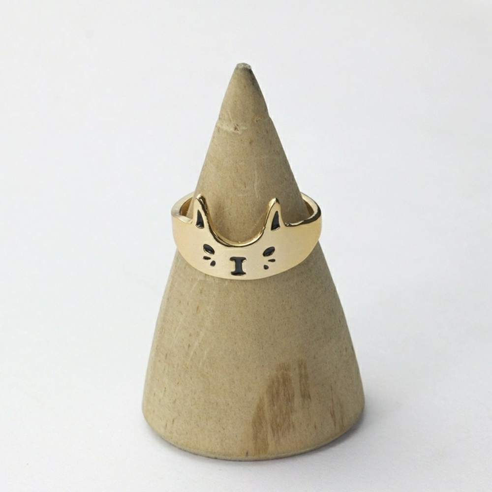 NWT Kitty cat face ring silver gold - Picture 7 of 8