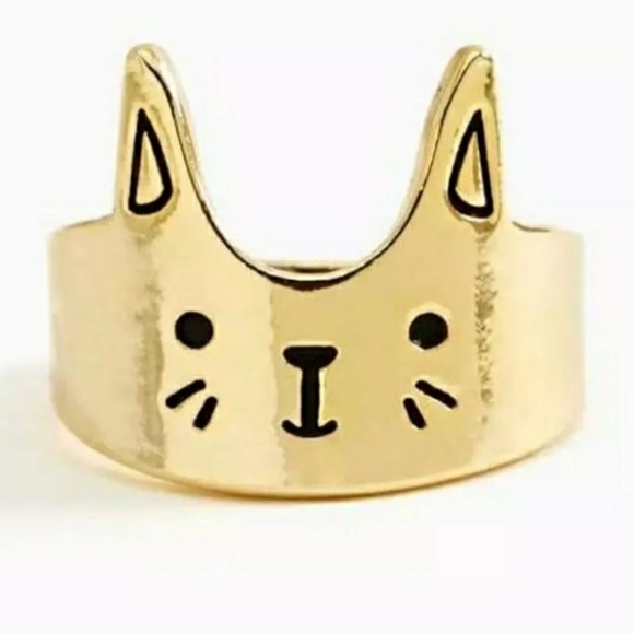 NWT Kitty cat face ring silver gold - Picture 2 of 8