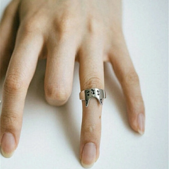 NWT Kitty cat face ring silver gold - Picture 5 of 8