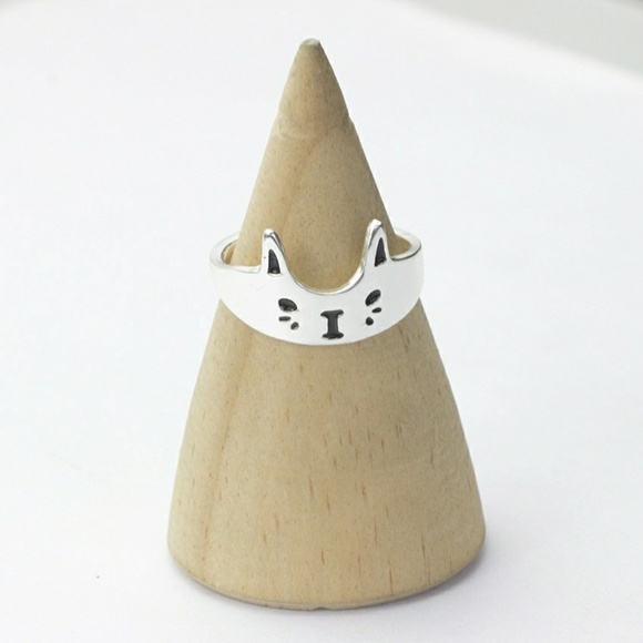 NWT Kitty cat face ring silver gold - Picture 6 of 8