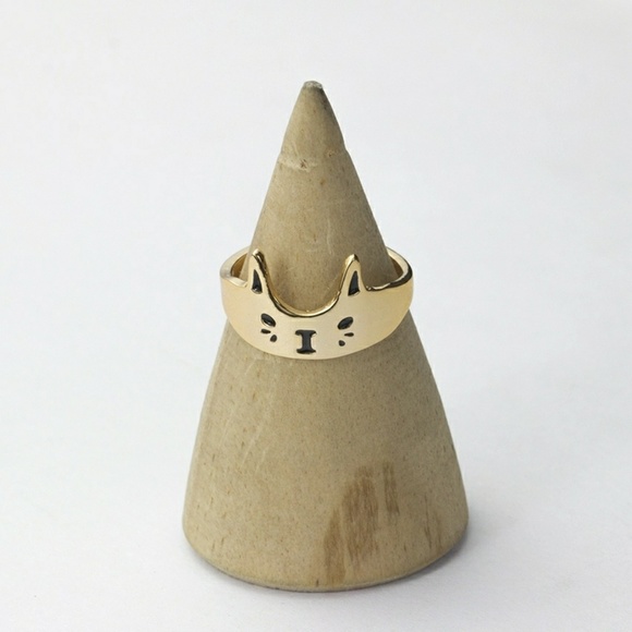 NWT Kitty cat face ring silver gold - Picture 7 of 8