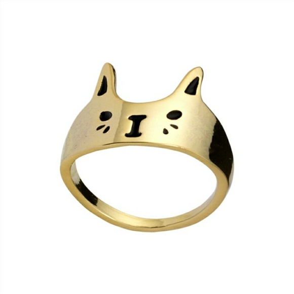 NWT Kitty cat face ring silver gold - Picture 8 of 8