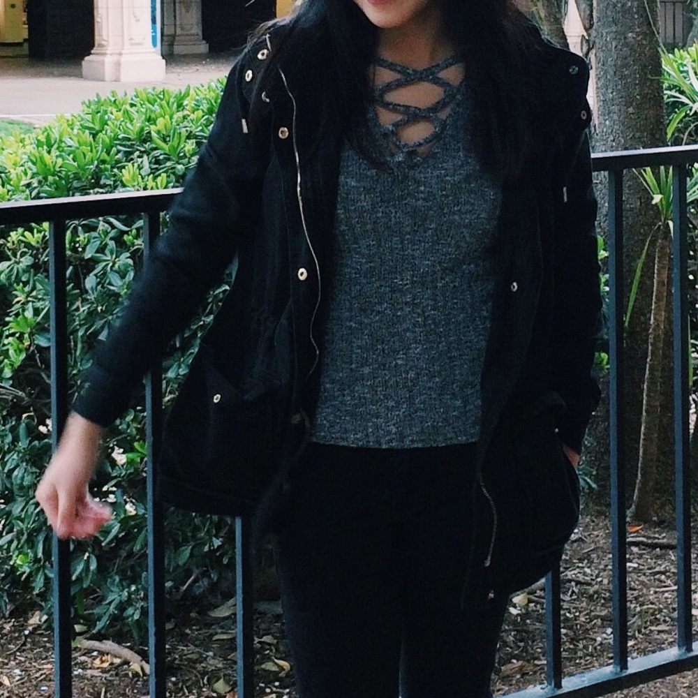 Gray Criss Cross Sweater