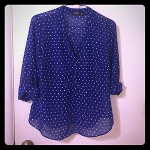 REPOSH super cute blue and white polka dot blouse!