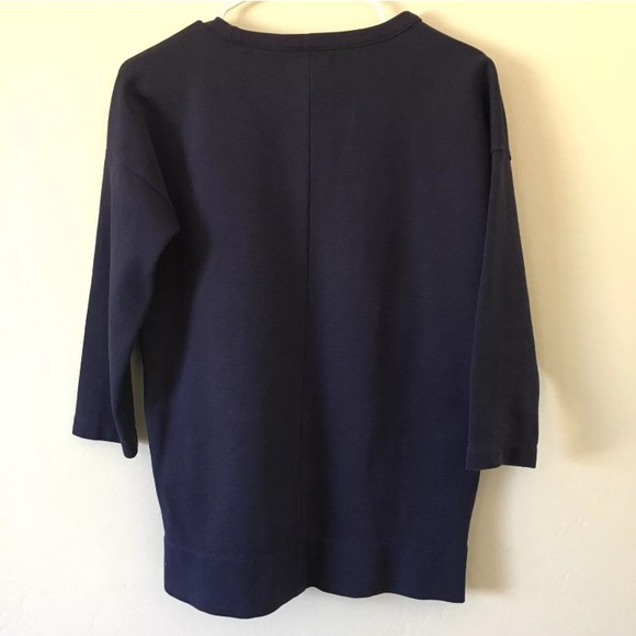 •SOLD• Madewell Sidezip Pique Navy Blue 3/4 Sleeve - Picture 7 of 8