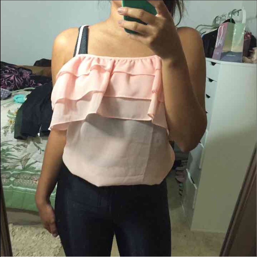 chiffon baby pink blouse