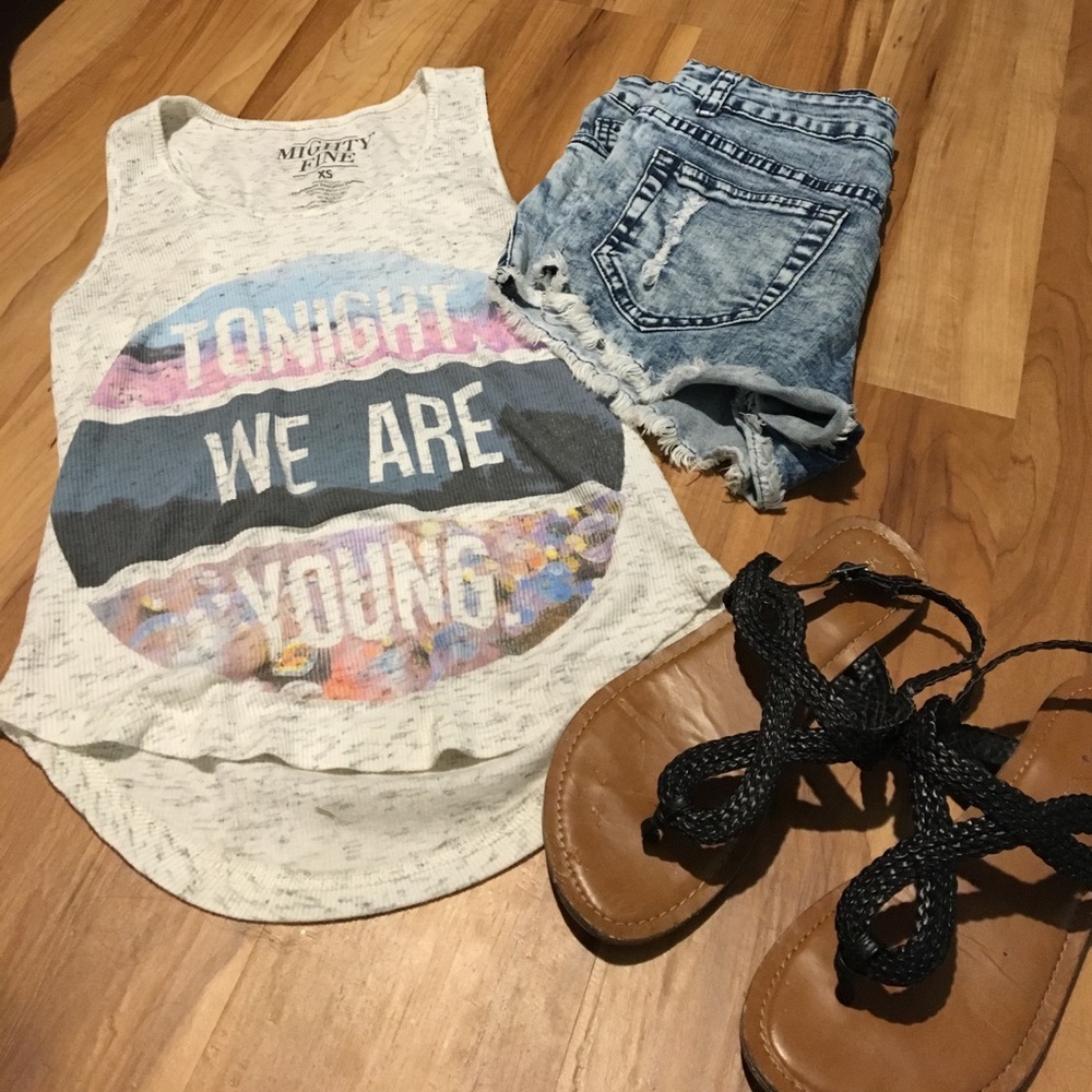 White w/ Grey Speckles "Tonight We Are Young" Tank