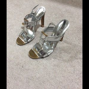 Tory Burch silver heels