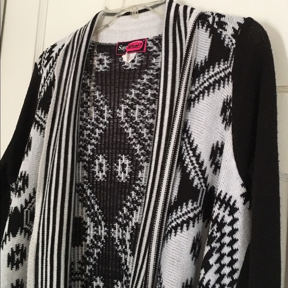 Black/White Aztec Print Sweater - Picture 2 of 3