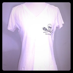 White V-Neck tee