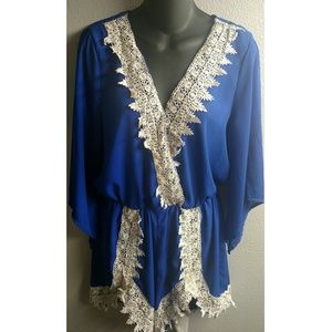 Poetry Royal Blue w/Lace Romper Size Large