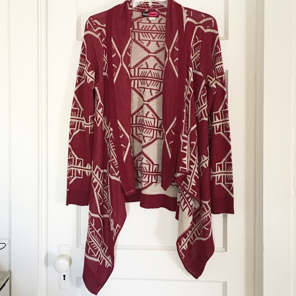 Burgundy Aztec Print Sweater