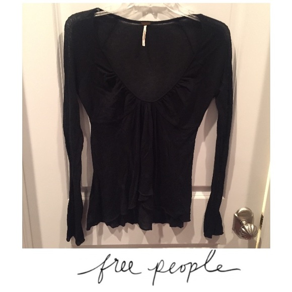 Free People Tops - Free People Black Light Weight Knit Top