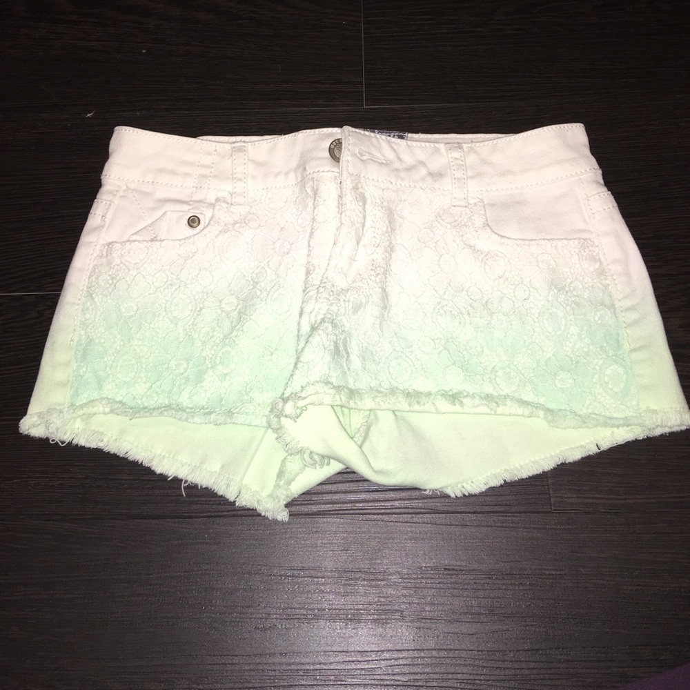 ⚠️ White & Green Ombré Jean & Lace Shorts