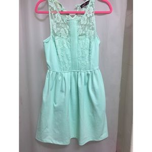 Mint Semi-Lace Dress w/ Pockets